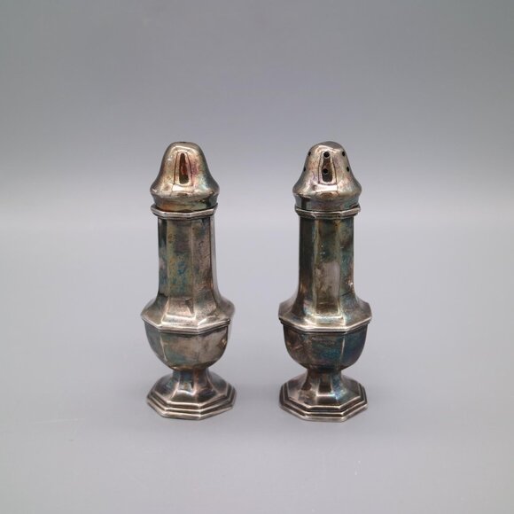 Vintage Silver Plated Salt and Pepper Shaker Coronet Plated Lead 4 1/4" - Picture 1 of 5